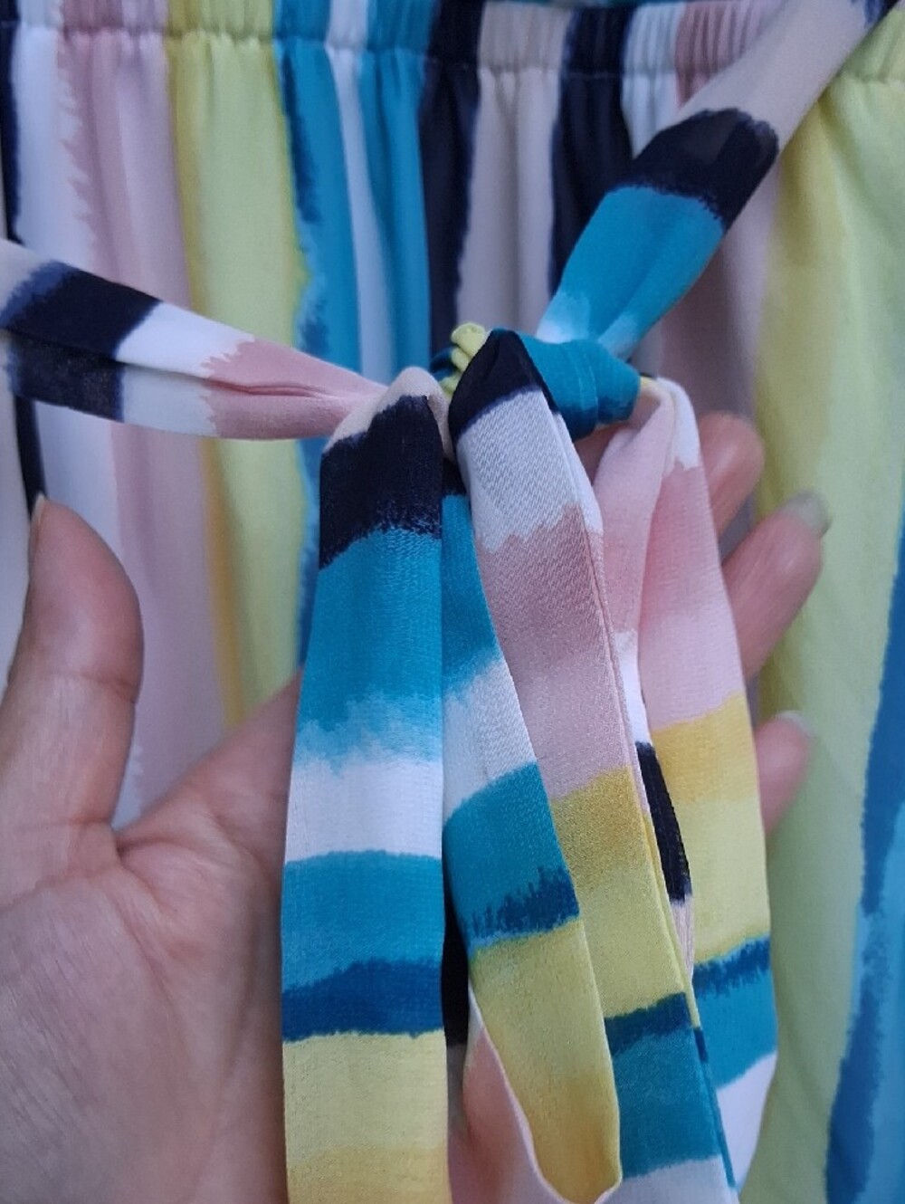 Lane Bryant Multicolor Pastel Striped‎ Wrap Midi Dress - Picture 8 of 15